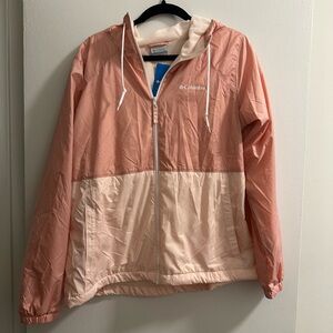 NWT Columbia Pink and Cream Windbreaker Lined Jacket